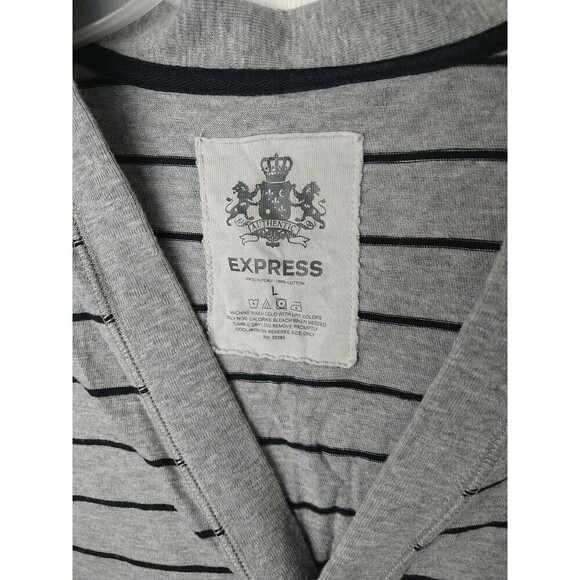 Express Men's V Button Front Striped Long Sleeve Sweater. Size L - Picture 2 of 9